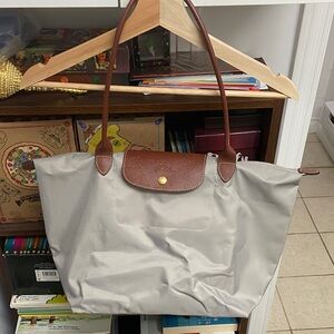 Longchamp Le Pliage “Shopping” Grey/Brown Tote Bag